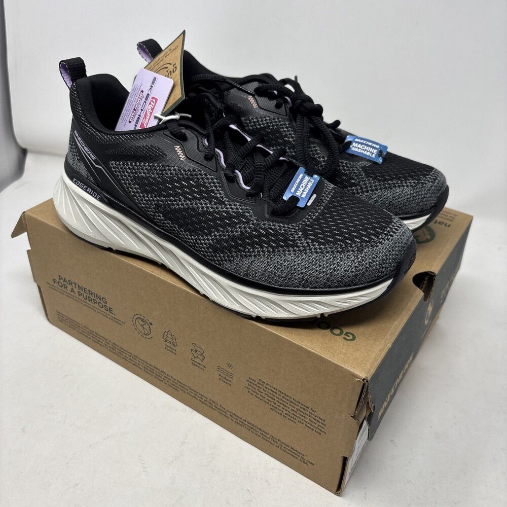 Skechers Womens Edgeride Power Flow Size 6 Black Lavender Sneakers 150471